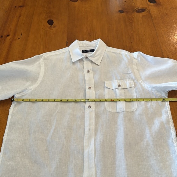 100% Linen CREMIEUX Collection White Short Sleeve Shirt - Picture 6 of 10